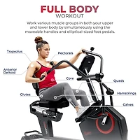 Sunny Health & Fitness Cross Trainer et Elliptique Incliné Élite avec Exercisers pour les Bras, Siège Facilement Ajustable, et Connectivité Bluetooth Améliorée avec l'Application Exclusive SunnyFit®,