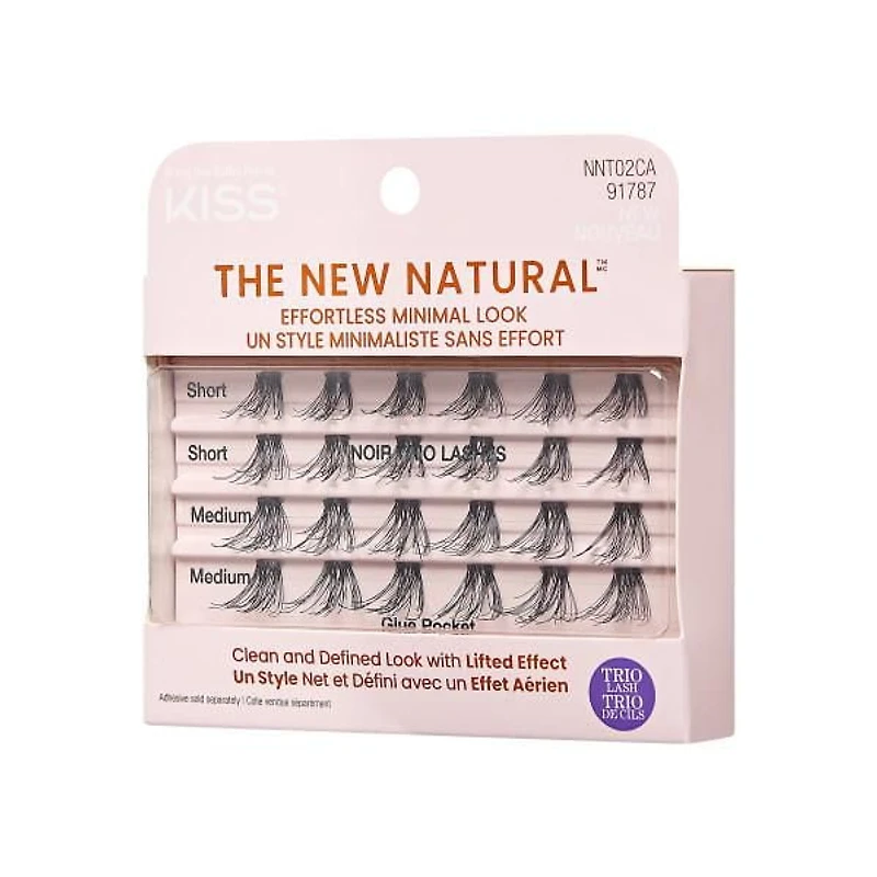 KISS The New Natural Trio Lashes - False Eyelashes Clusters - Noir - 24 Wisps, KISS Lashes