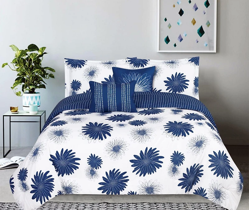 Johnson Home 5-Pieces Polyester Printed Comforter Set 90GSM Cover (240GSM FILL)-100% Polyester