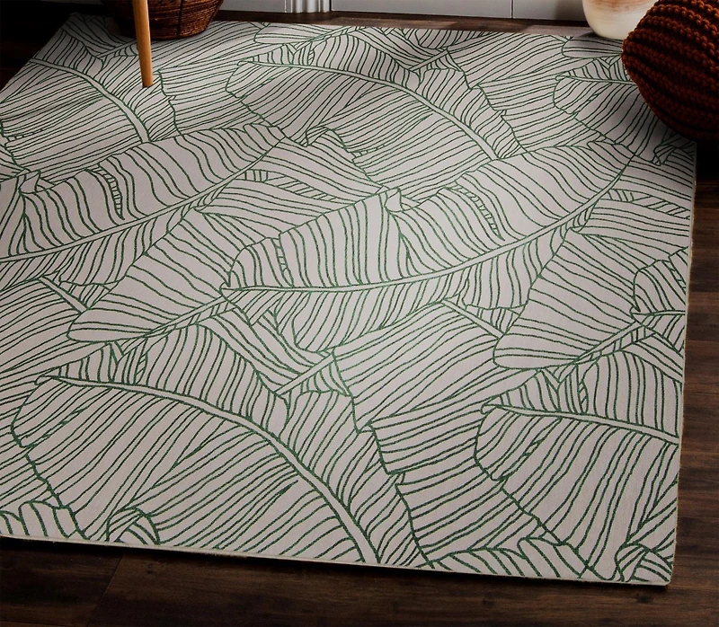 Outdoor Washable Largo Ivory & Green 5' x 7' Area Rug