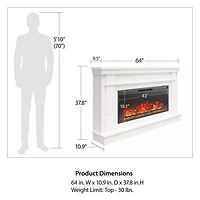 Ameriwood Home Elmcroft Wide Mantel with Linear Electric Fireplace, White