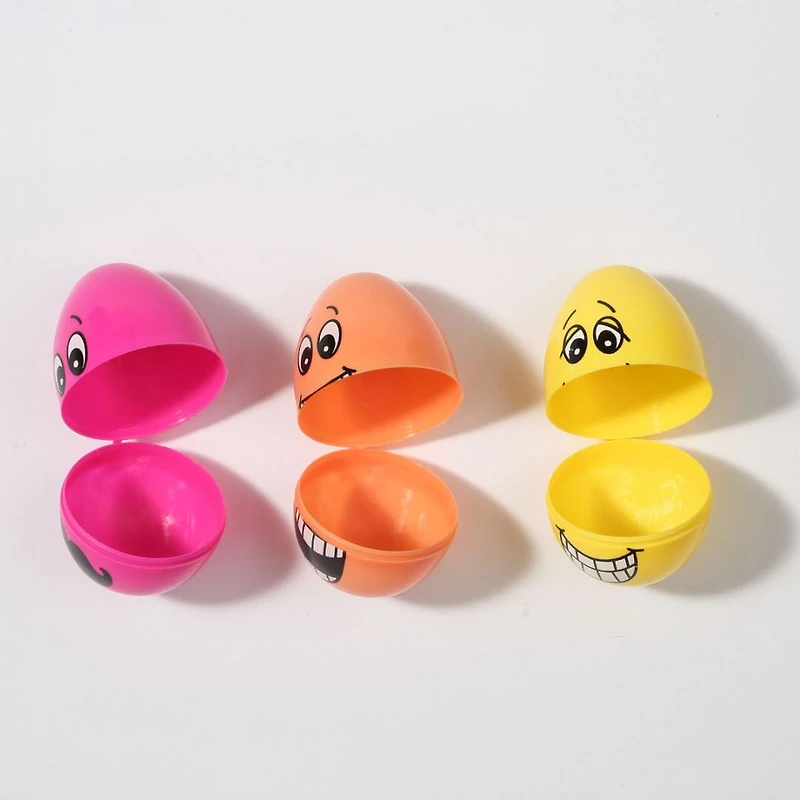 Way to Celebrate T Face Print Egg ,Funny Faces Plastic Egg Bundle -, Facial Expressions Plastic Easter Eggs 3 Inches, Fillable Easter Party