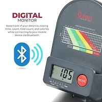 Rameur magnétique intelligent Sunny Health & Fitness avec rail coulissant étendu avec application exclusive SunnyFit® Connectivité Bluetooth améliorée – SF-RW522016