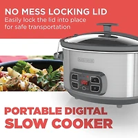 Black + Decker 7-qt Locking Lid Digital Slow Cooker