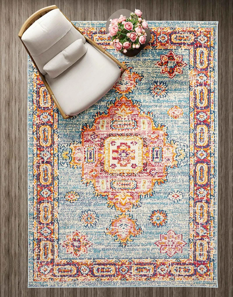 ECARPET Tapis Traditionnel Lotus pour Salon, Chambre, Salle A Manger, Entrée, Couloir et Plus Encore.
