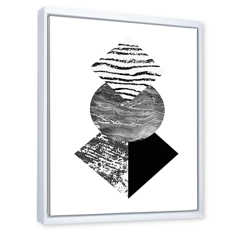 Designart Feuille de palmier tropical avec des formes géométriques abstraites I ART MURAL À CADRE FLOTTÉ