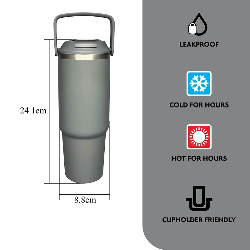 MAINSTAYS 30OZ STAINLESS STEEL TUMBLER GREY, 30OZ STAINLESS STEEL TUMBLER GREY