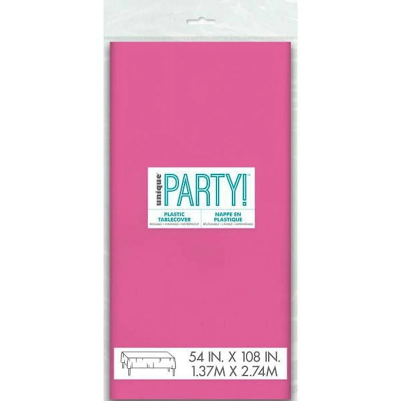Nappe de table rectangulaire en plastique rose vif, 54" x 108" 1ct, 54" x 108"