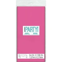 Nappe de table rectangulaire en plastique rose vif, 54" x 108" 1ct, 54" x 108"