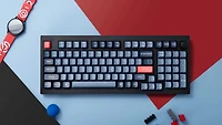 Keychron V5 Max Clavier mécanique sans fil RVB remplaçable à chaud interrupteur rouges cadre en ABS avec interrupteur disposition 96% noir carbone V5M-D1