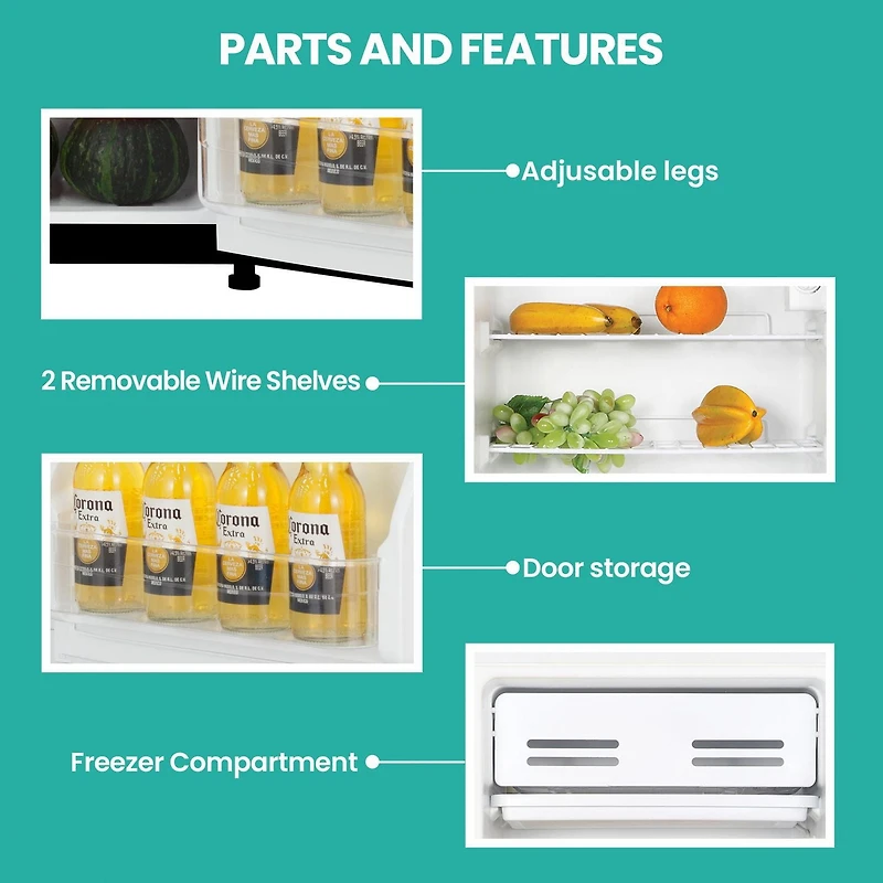 Koolatron Réfrigérateur compact de 3,2 pi³ avec congélateur, mini-réfrigérateur noir élégant pour la cuisine et le bureau