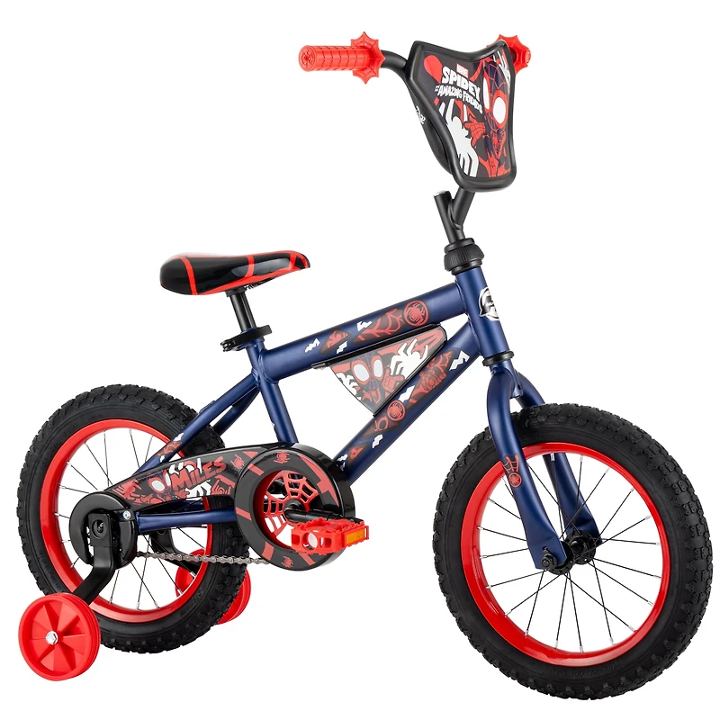 Huffy 14-inch Spidey and His Amazing Friends Boys’ Bike featuring Miles, Blue, 4-6 years old