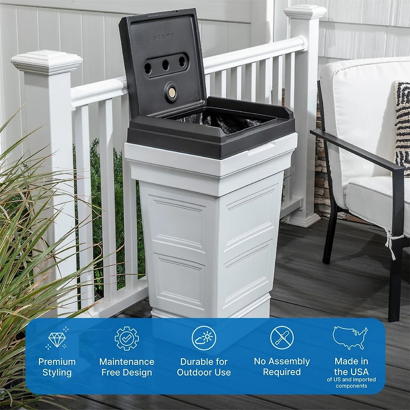 Step2 Atherton Patio Garbage Container (Classic White)
