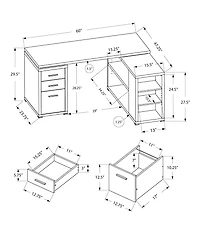 Monarch Specialties Bureau, Bureau À Domicile, Coin, Configuration Gauche, Droite, Tiroirs De Rangement, Forme De L, Travail, Ordinateur Portable, Stratifié, Brun, Contemporain, Moderne