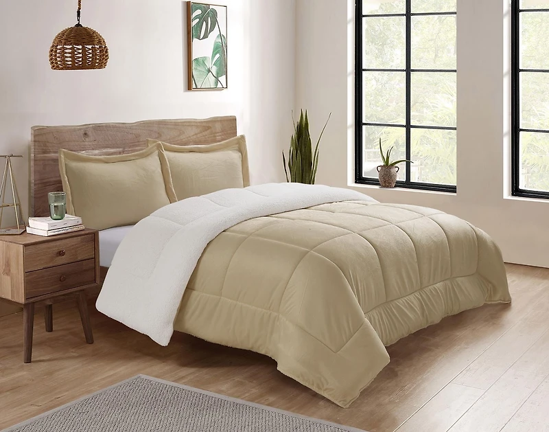 Reversible Mink & Berber Plush Sherpa Comforter Set