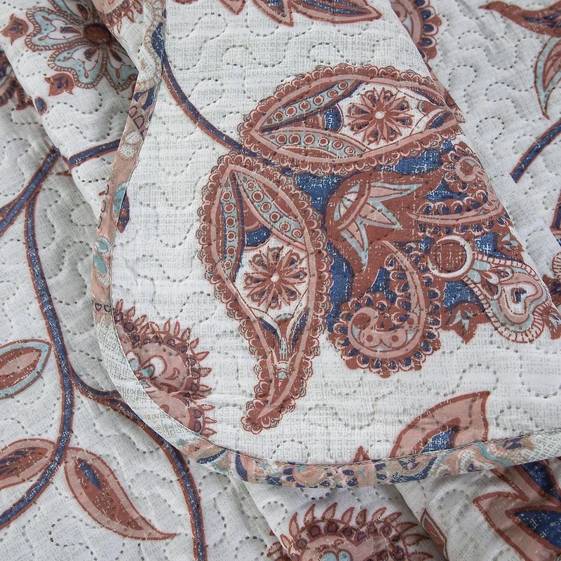 Marina Decoration Parure de lit ultra douce avec couvre-lit en tissu Pinsonic imprimé en relief et taies d'oreiller, motif floral cachemire taupe