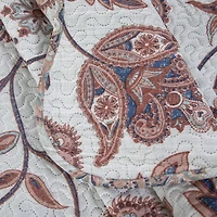 Marina Decoration Parure de lit ultra douce avec couvre-lit en tissu Pinsonic imprimé en relief et taies d'oreiller, motif floral cachemire taupe