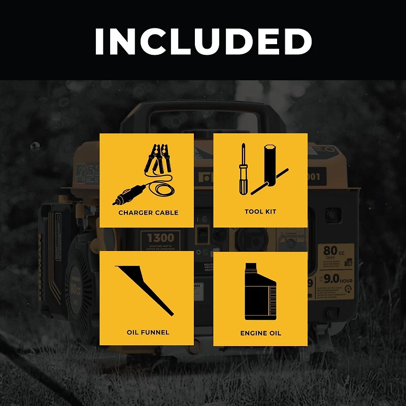 Firman Power Equipment P01001 Gas Powered 1300/1050 Watt Portable Generator