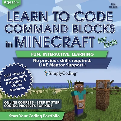 Coding for Kids - Learn to Code Command Blocks in Minecraft Course Age 9+ [Digital Download]