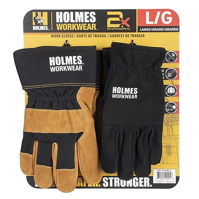Holmes Gants de Travail Trousse Combo 2Pqt Gr. M