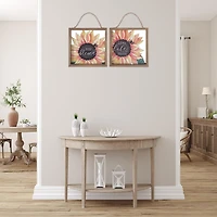IH Casa Decor Framed Sunflower Print Glass Wall Hanger Asstd - Set of 2