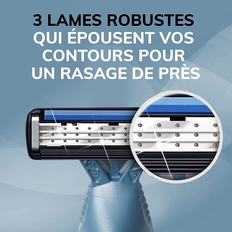 Rasoirs jetables pour hommes BIC Flex 3 Titanium, des rasoirs parfaits pour un rasage lisse et confortable, rasoirs 3 lames, paquet de 8. Paquet de 8