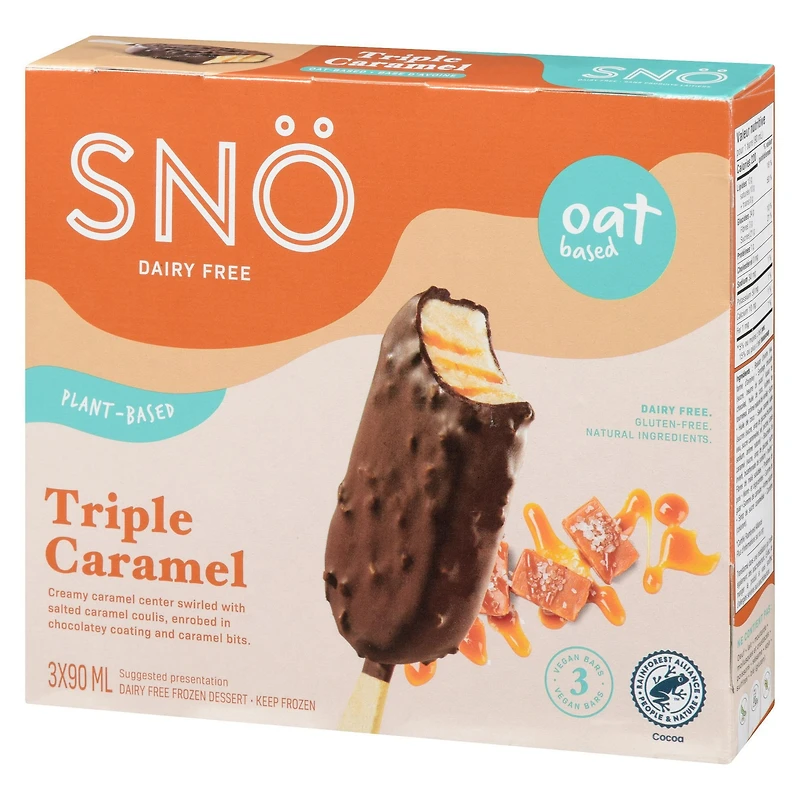 Snö Plant Based Triple Caramel Bars, 3x90 mL Dairy Free Frozen Dessert