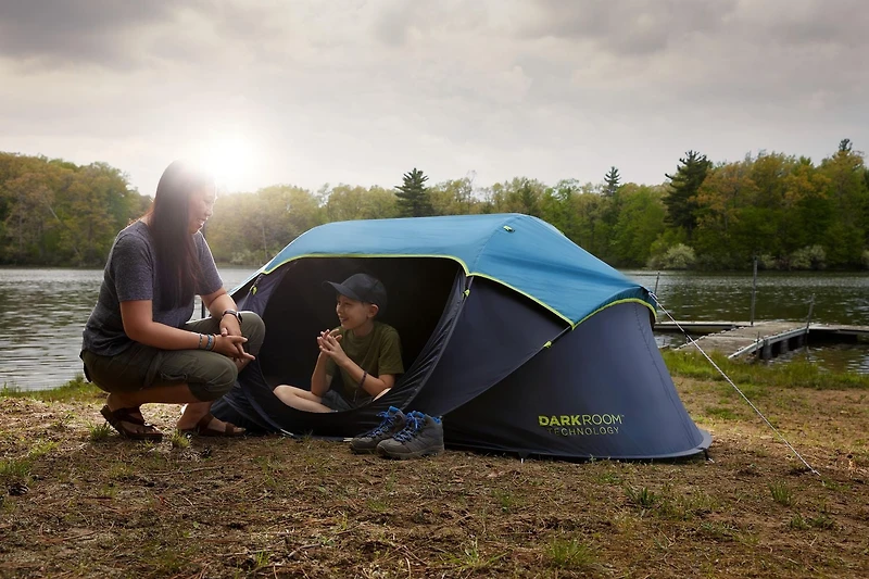 Coleman 2-Person Dark Room Pop-Up Camping Tent, Blue