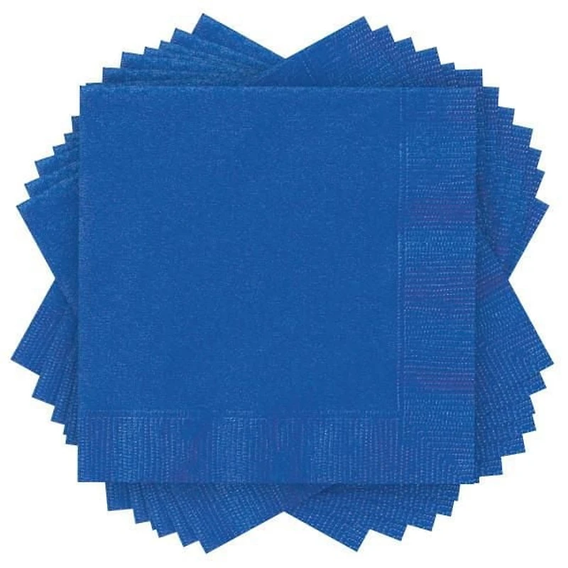 Electric Blue Lunch Napkins, 65ct, Measures 6.5x6.5" when folded, 2 ply