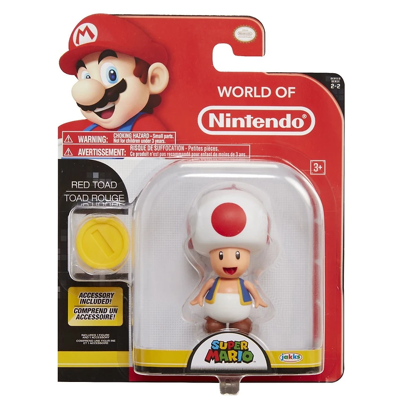 Figurine Crapaud rouge du Monde de Nintendo de 4 po