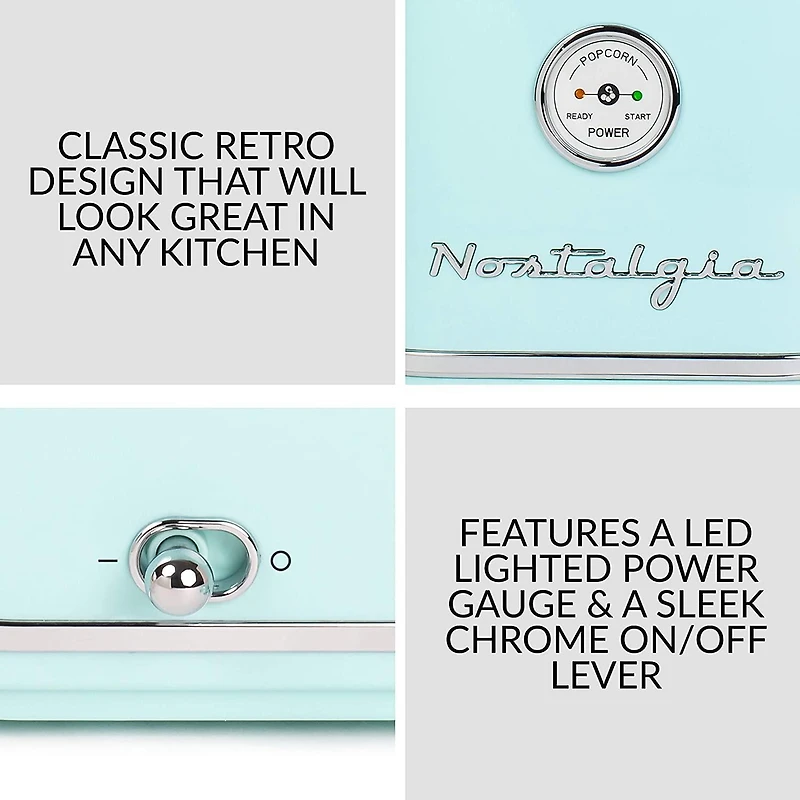 Nostalgia CLHAP12AQ Retro Hot-Air Popcorn Maker, Aqua