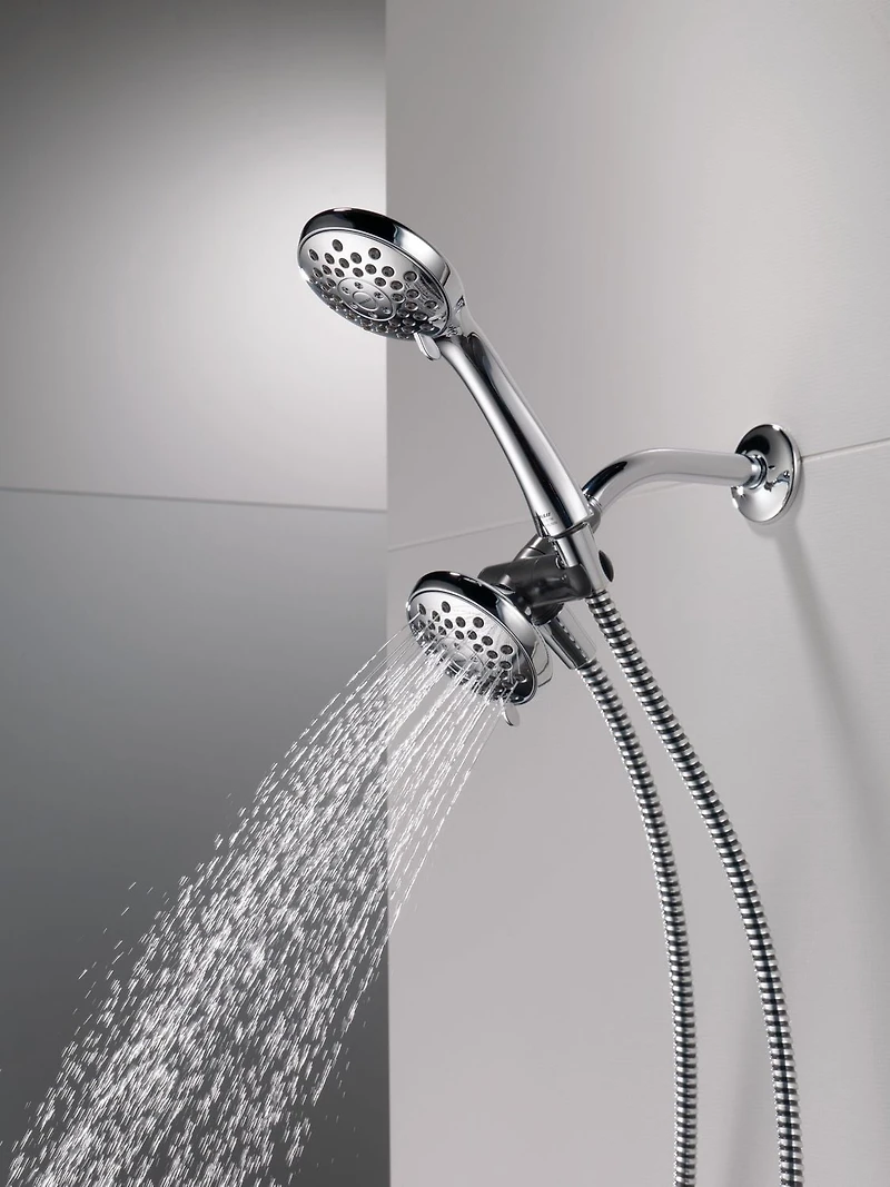 Ensemble combiné de douchette et pomme de douche 3.75 po à 3-réglages en Chrome Ensemble combiné de douchette et pomme de douche 3.75 po à 3-réglages en Chrome