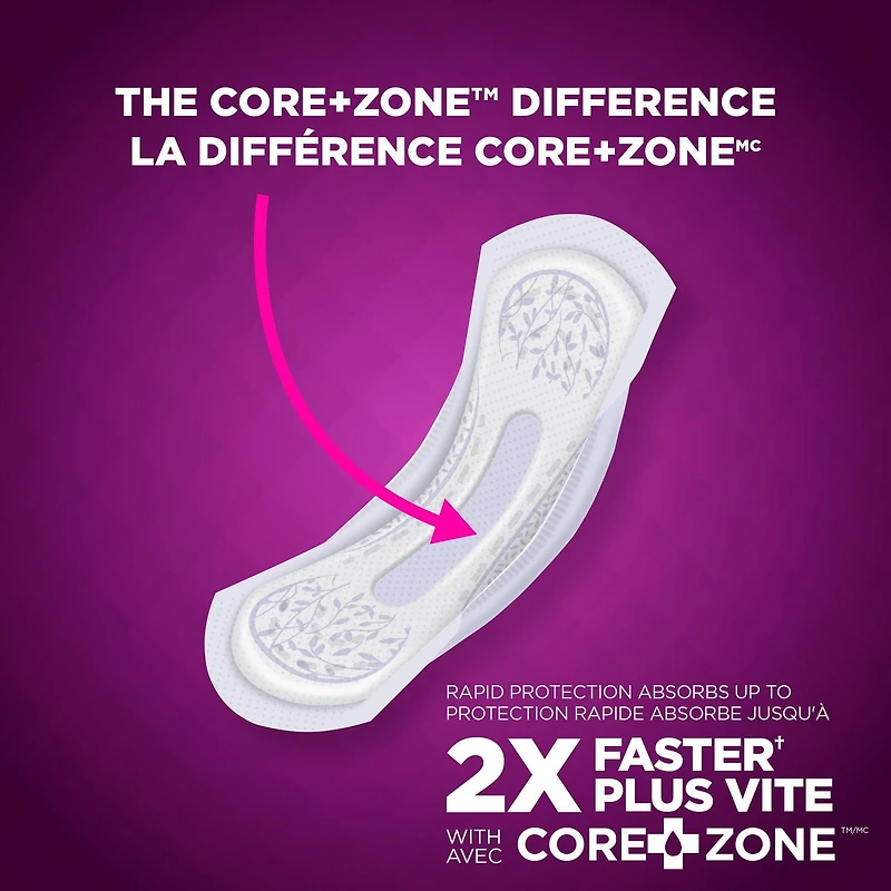 Serviettes à contrôle de la vessie absorption modérée d'Equate 66 serviettes, longueur ordinaire