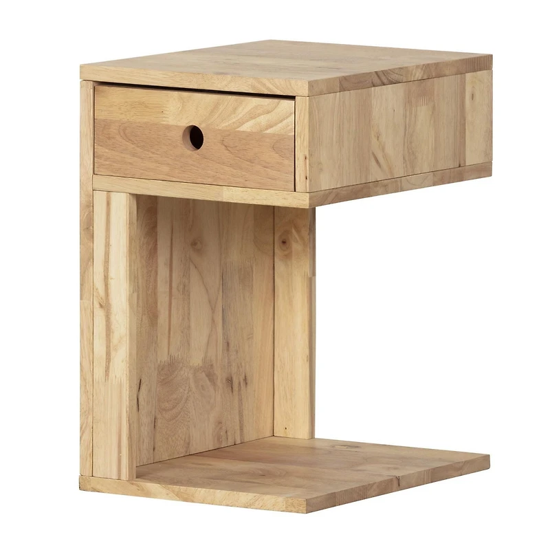 South Shore Sweedi Table de chevet 1 tiroir en bois massif-Bois naturel