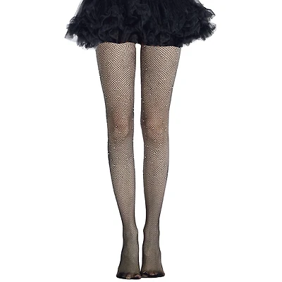 RHINESTONE FISHNET TIGHTS-BLACK