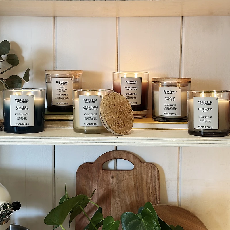 Better Homes & Gardens Scented 2-wick 12 oz. Parrafin Wax Ombre Jar Candle, Oak & Lavender, Parrafin Wax Blend