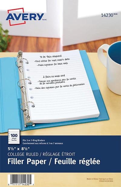 Feuilles Avery 5,5 x 8,5po, 100, minireliure-14230