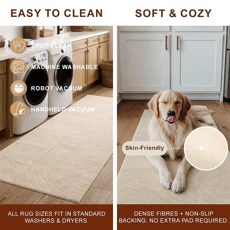 ECARPET Somos Machine Washable Contemporary/Modern Runner Rug for Living Room, Bedroom, Dining Room, Entrance, Hallway and More