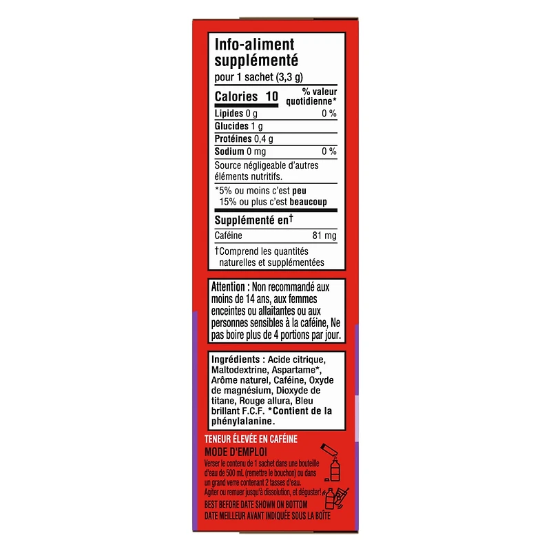 Mélange De Boisson Au Raisin Energy En Poudre, Sachets De 3, 3 G, Boîte De 10 Ct 10pk