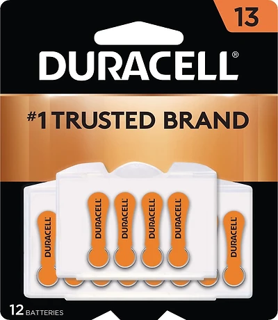 Piles pour appareil auditif avec Easy-Fit Tab de Duracell, Taille 13, Paquet de 12