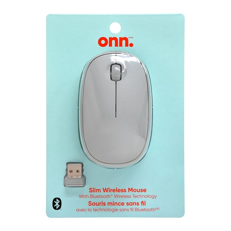 onn. Slim Wireless Mouse with Bluetooth Wireless Technology, Connect 3 Devices Simultaneously