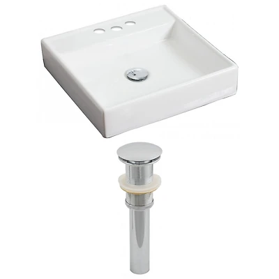 17.5-in. W Above Counter White Bathroom Vessel Sink Set For 3H4-in. Center Faucet AI-14814