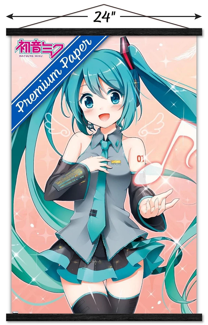 Hatsune Miku - Music Note Wall Poster with Push Pins, 14.725" x 22.375"