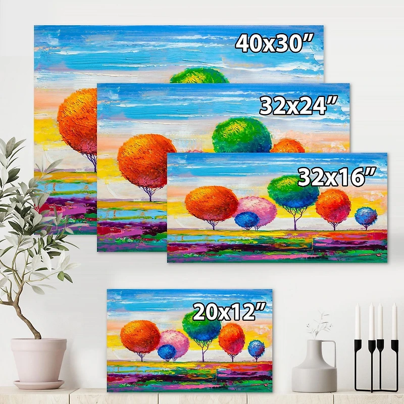 Designart Colourful Ornamental Trees VI Canvas Wall Art