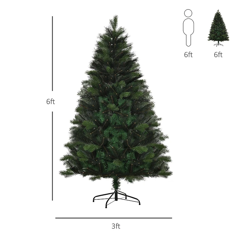 Homcom Arbre de Noël artificiel de 1,8 m Décoration de maison de vacances avec ouverture automatique Vert
