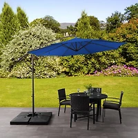 Parasol de terrasse inclinable en porte-à-faux CorLiving de 9,5 pieds avec cadre en acier, 8 bras de support et poids de base inclus
