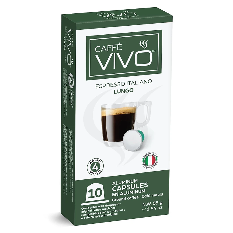 Caffè VIVO Espresso Italiano Lungo (10 Nepresso Compatible Capsules)