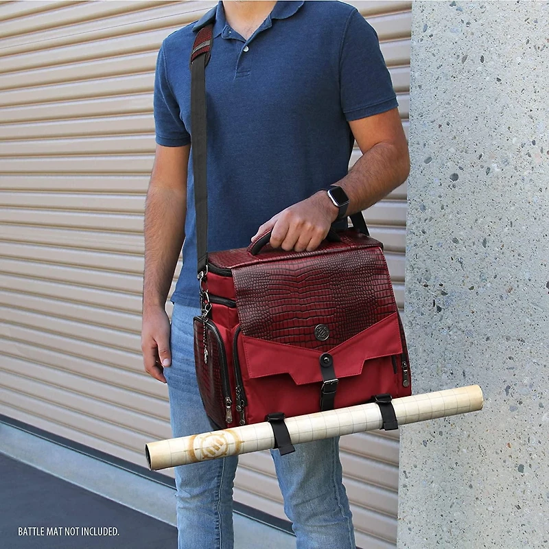 ENHANCE Collector's Edition RPG Adventurer's DND Bag – Sac de voyage extérieur en peau de dragon avec coffre de rangement pour figurines de table, porte-tapis, poches pour dés et jetons, convient pour