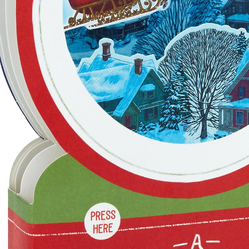 Carte musicale en 3 dimensions de Noël, Paper Wonder de Hallmark (Boule à neige, La nuit avant Noël, joue « Up on the Housetop »)