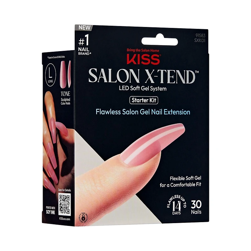 KISS Salon X-tend LED Soft Gel System, Tone, Medium Coffin, 30 count., X-tend LED - Tone